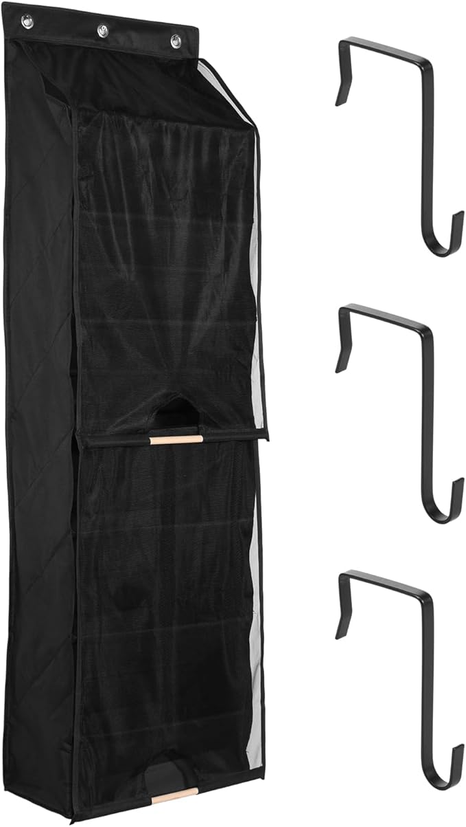 Over The Door Shoe Organizer with Curtain, 7 Layers Large Capacity Hanging Door Shoe Rack Easy to Install for Bedroom Closet Dorm