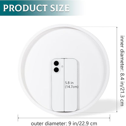 Silicone Bathroom Tray Round Vanity Tray Decorative Soap Holder Kitchen Countertop Organizer Coffee Table Decor for Candle, Perfume, Plant, 9 Inch, White