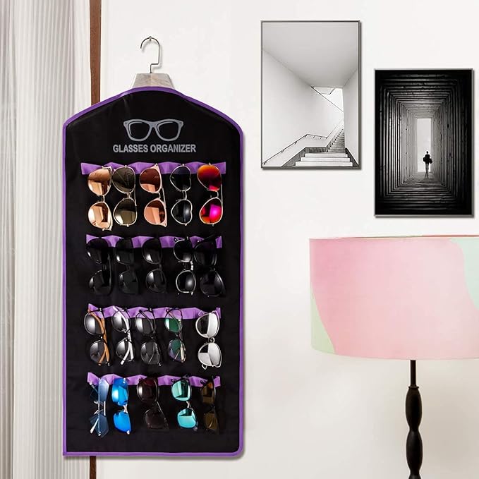 TRIUMPH VISION Hanging Sunglasses Organizers Eyeglasses Holder Stand, 40 Slots Eyeglass Case Eyewear Wall Organizer Multiple Eyeglasses Storage Sunglass Wall Mount Glasses Case Foldable Travel
