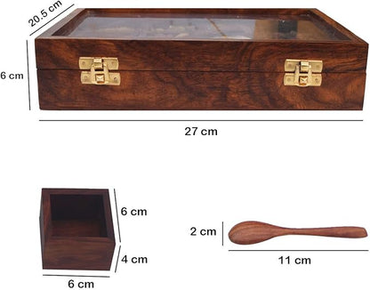 Wood Spice Box/Container - 1 Piece, Brown