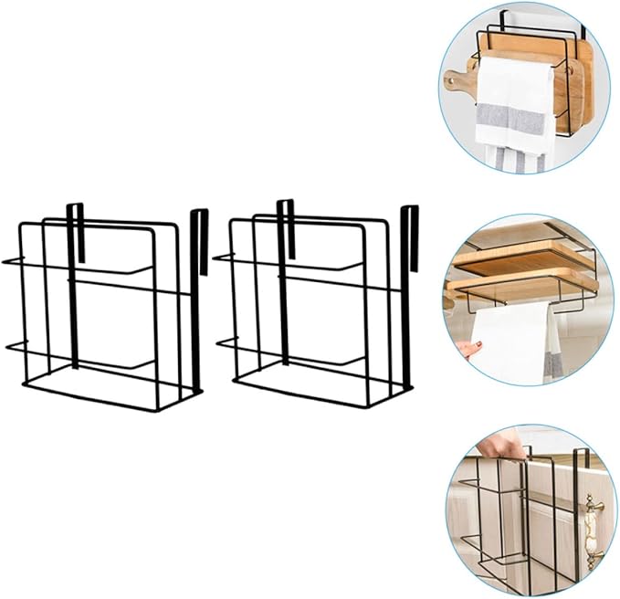 2Pcs Cabinet Door Organizer Iron Towel Rack Storage Double Layer for Kitchen and Bathroom Easy Installation No Drilling Required