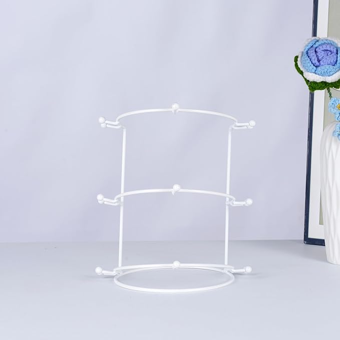Crown Display Stand, 3-Tier Tiara Headband Display Rack White, Brackets Hair Accessories Organizer, Bathroom Vanity Storage Tray for Women Girls
