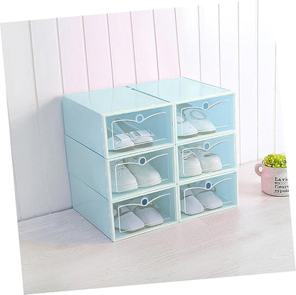 NUOBESTY 6PCS Transparent Stackable Shoe Boxes with Thickened Plastic Space-saving Green Shoe Containers for Sneakers Closet and Entryway Organizer