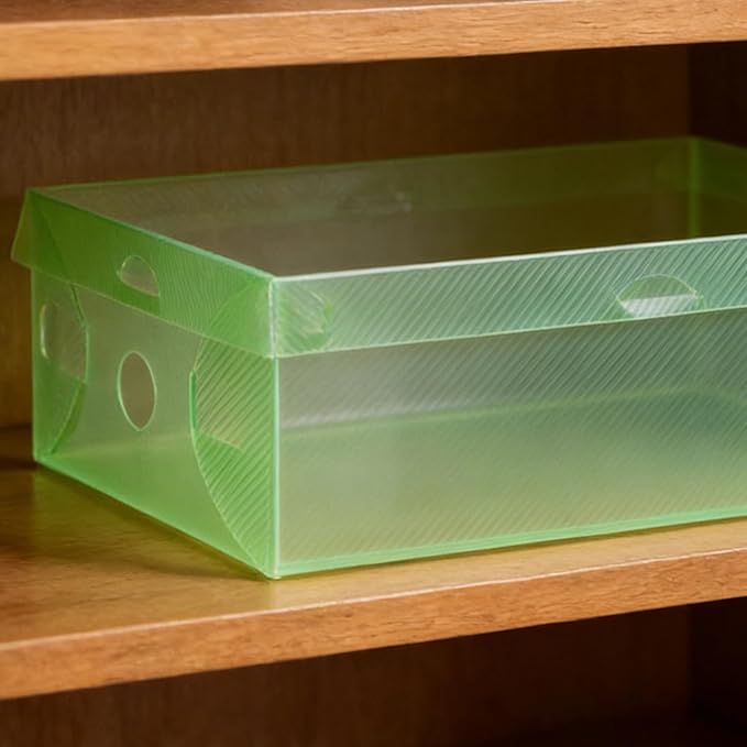 Healifty Shoe Storage Box Sturdy Plastic Foldable Storage Bin Stacked Shoe Boxes Easy to Use