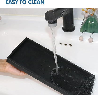 Bloss Bathroom Vanity Tray with Soap Dish-15.7X 5.9inch Silicone Tray for Kitchen Counter, Sink Vanity Trays with Soap Holder, Toilet Tank Tray, Great Counter Trays for Jewelry/Candle/Key/Perfume