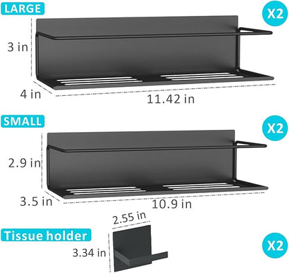 Magnetic Spice Rack For Refrigerator, Magnetic Fridge Shelf For Kitchen, Magnetic Shelf For Fridge Space Saving Black 4 Pack With Magnetic Paper Towel Holder