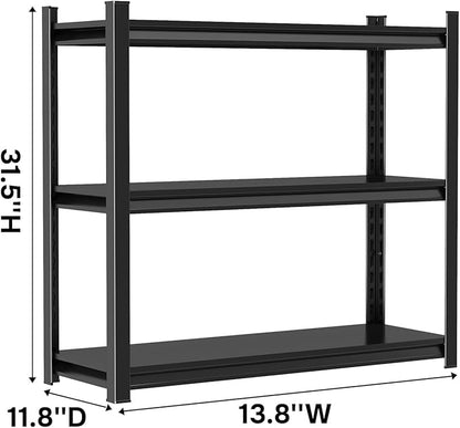 3 Tier Kitchen Bakers Rack, Heavy Duty Metal Shelving Unit, Adjustable Pantry Shelves and Storage Rack for Kitchen Storage, Microwave Stand Organizer - 13.8" W x 11.8" D x 31.5" H, Black