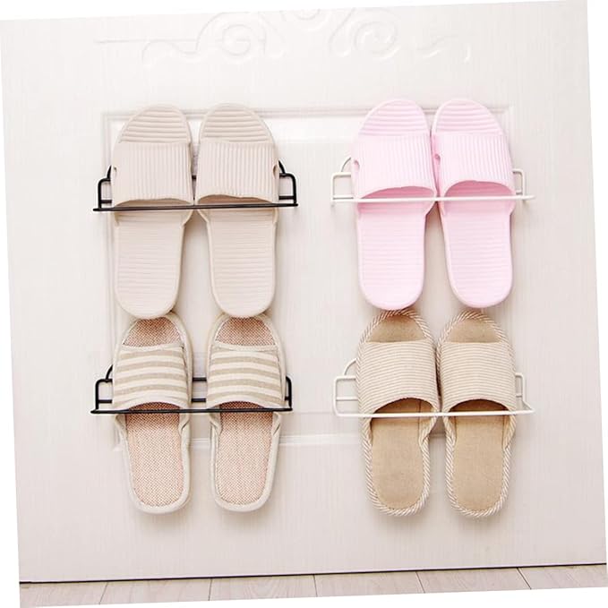 Amosfun 2pcs Eco-friendly Wall Hanging Shoe Rack Single Layer Adhesive Hooks for Shoes Organizer for Bathroom Living Room Door
