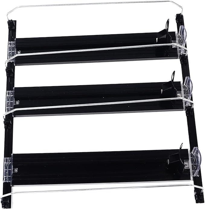 Adjustable Refrigerator Drink Organizer, Self Sliding Drink Can Dispenser, Solution for Garage Cooler (Black)