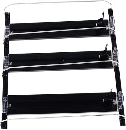 Adjustable Refrigerator Drink Organizer, Self Sliding Drink Can Dispenser, Solution for Garage Cooler (Black)