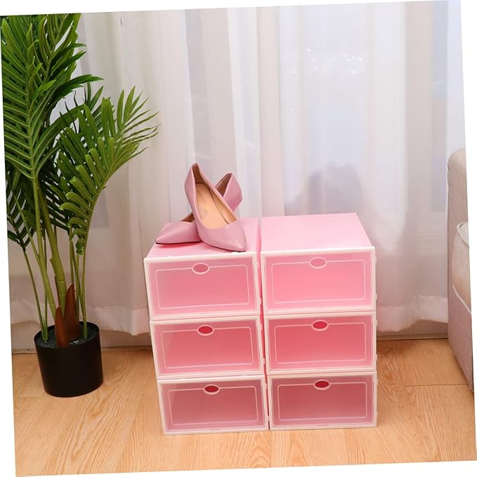 6pcs Thicken Shoe Boxes Storage Container Lids Stackable Shoe Racks for Home Office