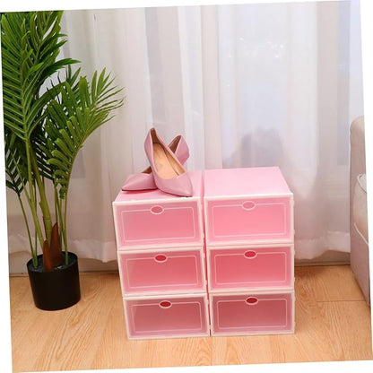 6pcs Thicken Shoe Boxes Storage Container Lids Stackable Shoe Racks for Home Office