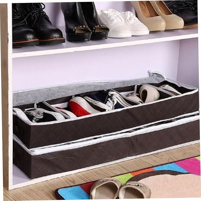 GLEAVI Portable Folding Shoe Storage Bag Non-woven Shoe Organizer Box Capacity Moisture Protection Window for Home Closet