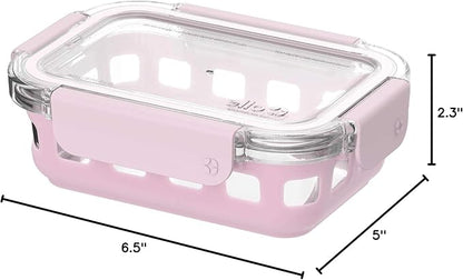 Ello Duraglass Meal Prep Container- Glass Food Storage Container with Silicone Sleeve and Airtight BPA-Free Plastic Lid, Dishwasher, Microwave, and Freezer Safe