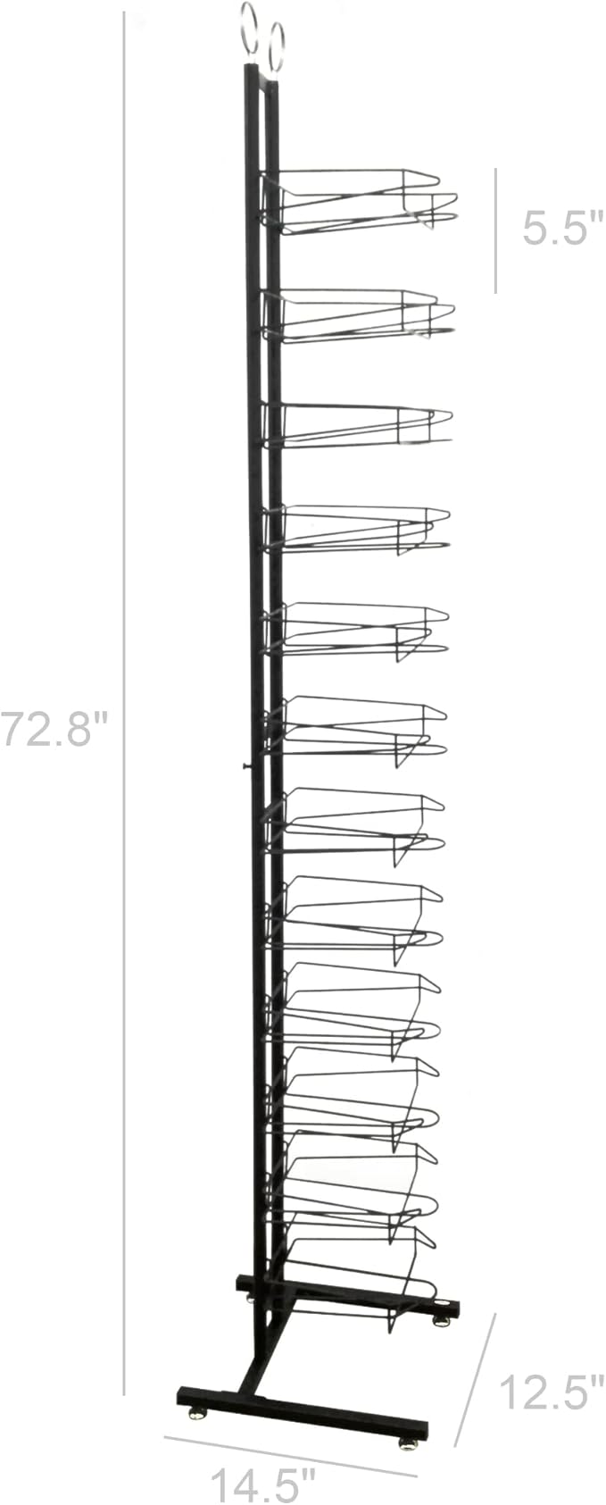 FixtureDisplays 12-Tier Hat Display Rack 12.5" Wide x 75" high x 14.5" deep 18165-BLACK-NEW-NPF