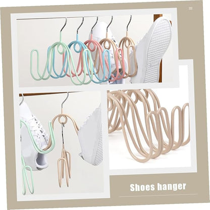 4pcs Stainless Steel PVC Shoe Drying Rack Hanging Rack for Household Entryway Easy Install Carry Storage Organizer