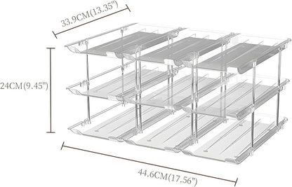 Stackable 3 Tiers Can Organizers for Holds Up to 36 Cans with Automatic Rolling Systems and Space Saving Designs Store Organization Shelves