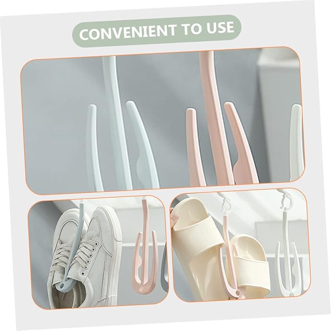 Happyyami 10pcs Portable Shoe Drying Rack Adjustable Plastic Hangers for Home Use Shoe Organizer for Sneaker and Laundry Drying Easy Access Hook Storage