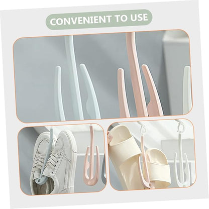 Happyyami 10pcs Portable Shoe Drying Rack Adjustable Plastic Hangers for Home Use Shoe Organizer for Sneaker and Laundry Drying Easy Access Hook Storage