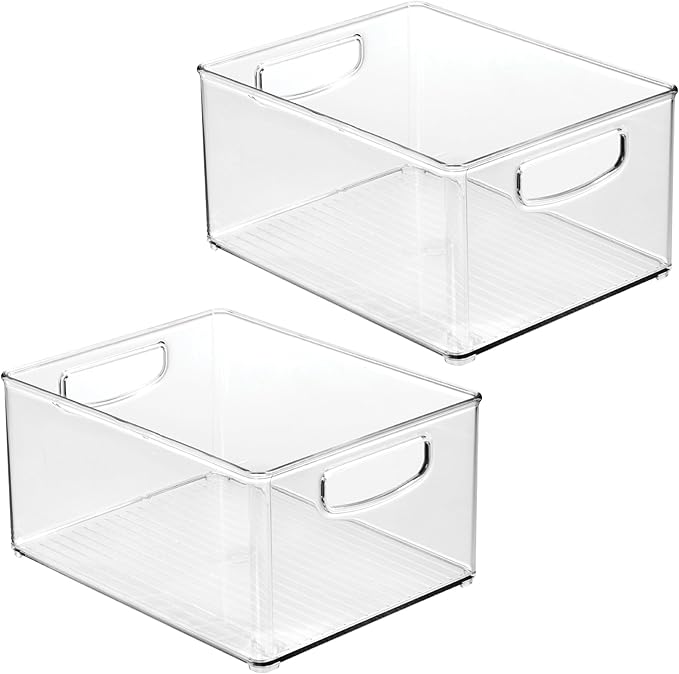 iDesign Stackable Clear Plastic Bin - Kitchen Organizers and Storage for Fridge and Pantry, 2-Pack