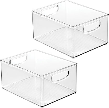 iDesign Stackable Clear Plastic Bin - Kitchen Organizers and Storage for Fridge and Pantry, 2-Pack