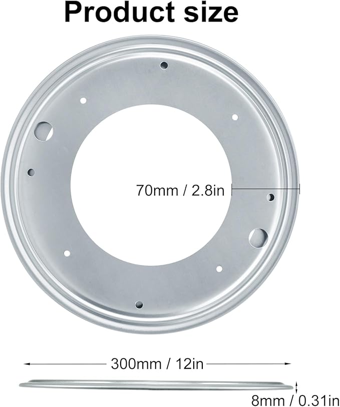 8 Pack 12 Inch Lazy Susan Turntable Bearing Plate, Heavy-Duty Lazy Susan Hardware for Kitchen, Furniture & DIY Projects, 1000lbs Capacity?Silver?