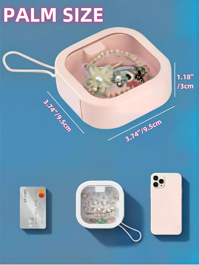 2pcs Hair Tie Organizer Boxes,Small Portable Holder Can Be Stackable Or Hung On The Wall,Best for Ties Storage or Small Items on Desktop, Pink&White