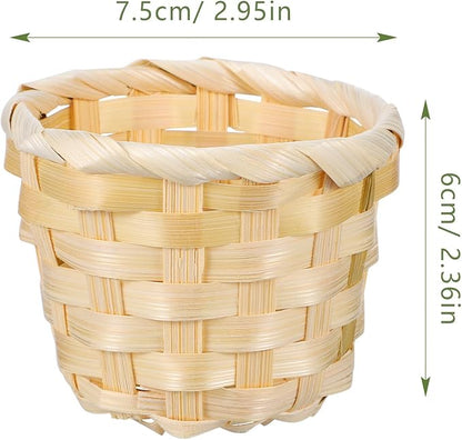 Amosfun Hand Woven Storage Basket Set of 6 Mini Desktop Organizer 3X3X2.36 Inch for Home Office Sundries Storage and Craft Supplies