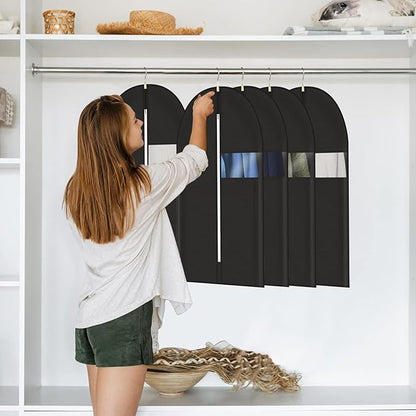 40" Garment Bag, Set of 5 Garment Bags for Hanging Clothes, Suit Garment Bag for Men, Suit Cover Bags with Clear Window for Storage Shirt, Jacket, Coat, Sweater, 5 Pack (Black)