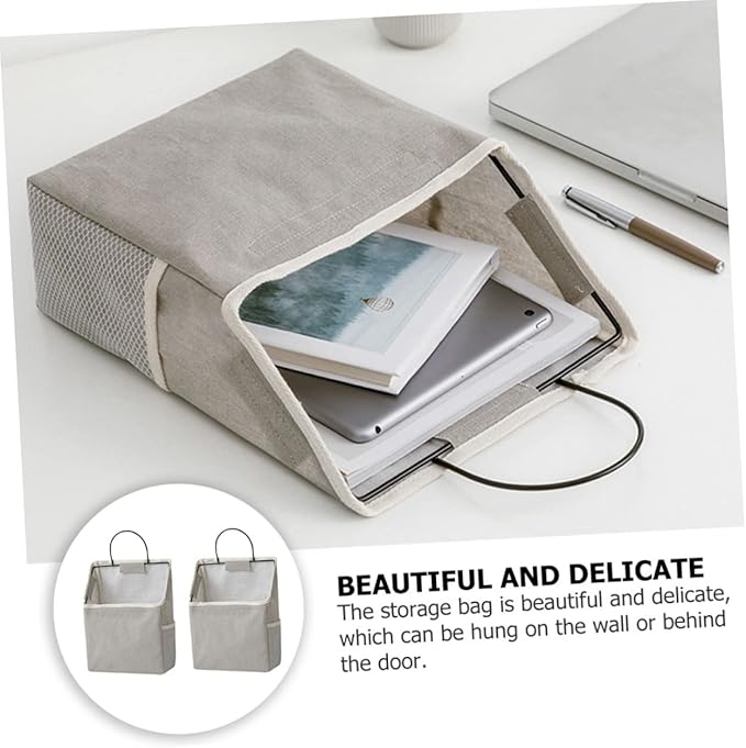 Luxshiny 2sets Wall-mounted Storage Bag Door Hanger Grocery Bag Holder Toiletry Hanging Organizer Dorm Storage Grey