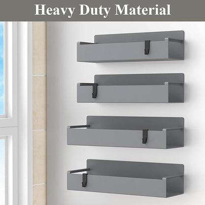 HuggieGems 4 Pack Magnetic Spice Rack Organizer for Refrigerator and Oven, Dark Grey Fridge Organizers and Storage for Kitchen