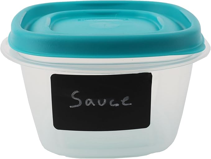 Bundle Rubber Maid Food Storage Containers 2 Cup Food Storage Containers 7 Piece Set, Teal Easy Find Lids, 3 Containers, 3 Lids Chalk Pen And 4 Chalk Labels