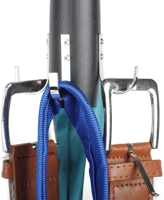 Umo Lorenzo 4-Hook Belt Organizer Closet Hanger Holder for Belts, Ties and Scarves