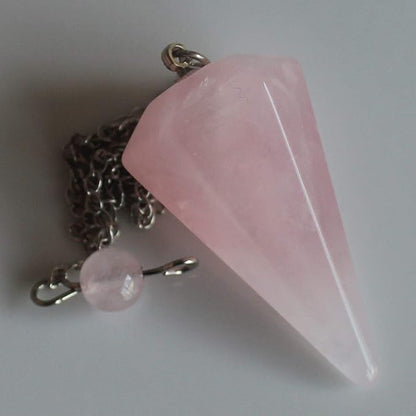 Faceted Mixed gemstone crystal pendulum point reiki chakra pendant bead Chain 6''