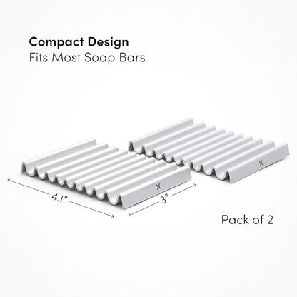 Xympo Aluminum Soap Dish (Pack of 2) – Rustproof Anodized Metal Soap Holder with Fast Drainage, Non-Slip Silicone Base, Modern Minimalist Design – Durable & Easy to Clean for Bathroom, Kitchen & Sink