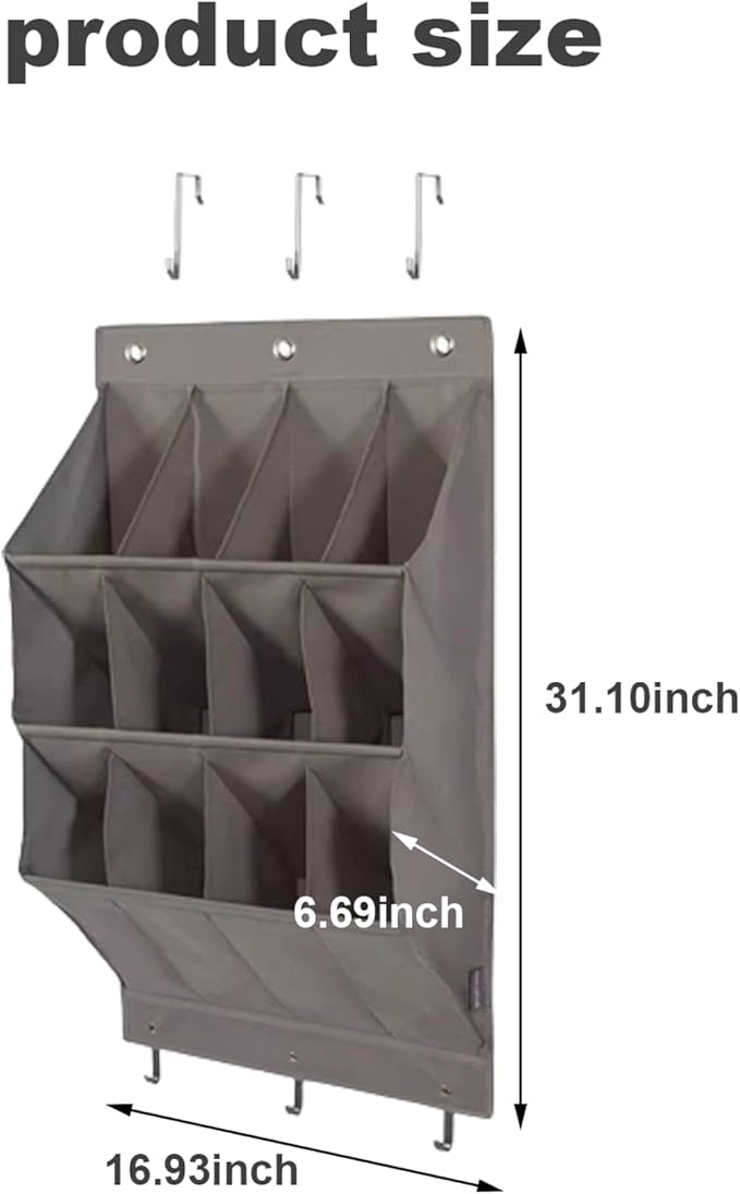 Over Door Shoe Storage with 12 Pockets All-Purpose Wall Mounted Hanging Shoe Storage 600D Oxford Over Door Organizer for Closet and Dorm