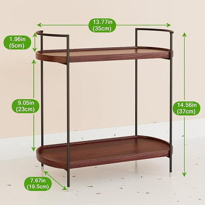 REFGY 2-Tier Bathroom Counter Organizer, Solid Wood-Texture Countertop Storage Shelf for Vanity Decor, Versatile Spice Rack & Coffee Bar Accessories, Non-Slip Makeup Organizer for Bedroom, Brown