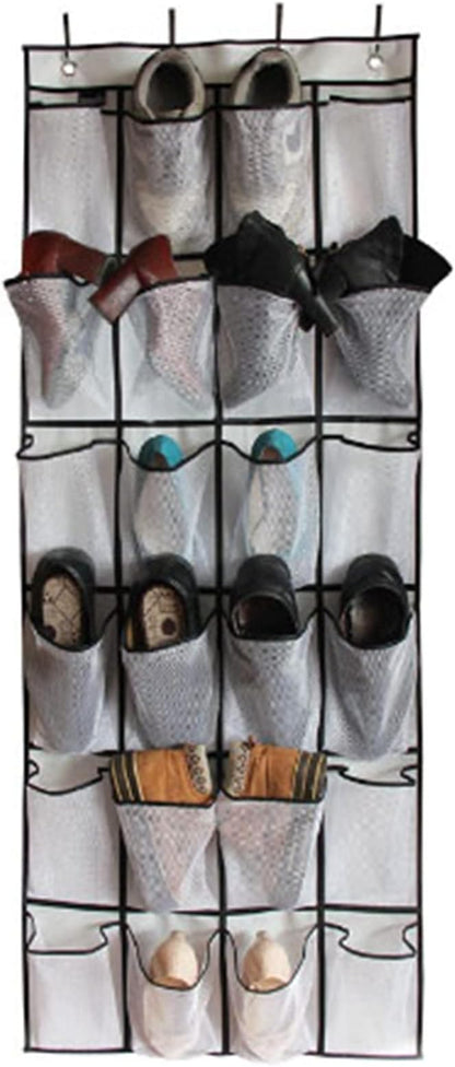Over The Door Shoe Organizers, 24 Large Pockets Mesh Hanging Shoe Rack Non Woven Folding Hanging Shoe Holder Multipurpose Storage Bag for Door