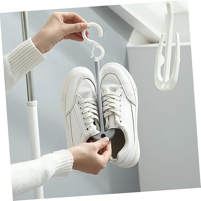 Hemobllo 10-Piece Portable Plastic Shoes Drying Rack Double Hooks Hanging Shoe Holder for Home Use Slippers Organizer for Laundry Room and Balcony