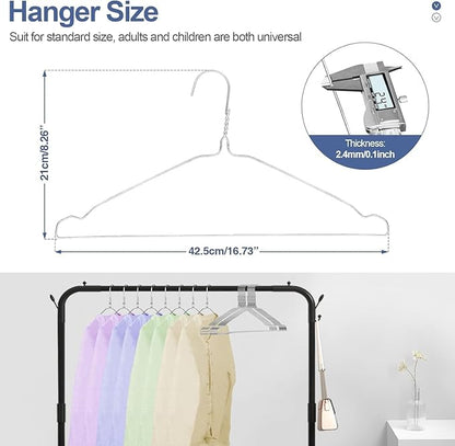 SPECILITE Wire Hangers 200 Pack, Metal Wire Clothes Hanger Bulk for Coats, Space Saving Metal Hangers 16.7 Inch Ultra Thin Non Slip with Groove, for Standard Size Suits, Shirts, Pants, Skirts-Silver