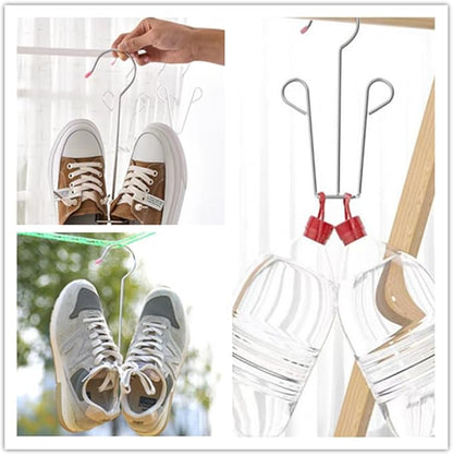 Leoyoubei 10 Pack Stainless Steel Shoes Hanger Drying Rack for Dehumidifying Hanging Leather Shoes,Double Hook Design Drying Shelf Storage Organizer,Closet Organizer Storage