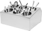 Commercial Utensil Holder, Stainless Steel Cylinder Flatware Silverware Utensil Holder Organizer Countertop Forks Spoons Knife Utensil Caddy Compact Cutlery Organizer(6 Hole)