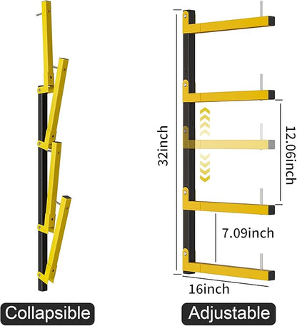 Lumber Storage Rack, Upgrade Cantilever Folding Lumber Rack Wall Mount, Metal 8 Tier 32 Inch Plywood Scrap Wood Storage Rack