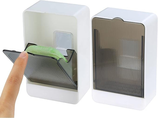HANCELANT Bathroom Soap Dishes, 2 Pack Bar Soap Holder with Drain Wall Mounted Soap Box for Shower, Bathroom, Kitchen Sink, Keep Soap Bars Dry, Waterproof Dustproof, No Drilling, Adhesive Include