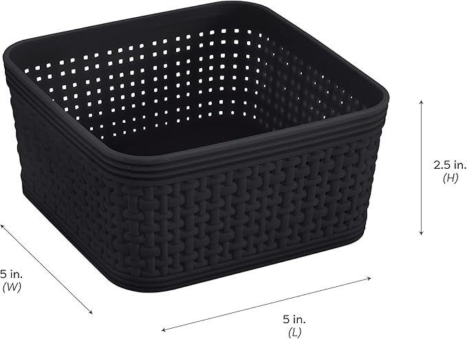 Simplify 10 Piece Organizing Set | Multiple Size Bins | Multipurpose | Office | Desk | Dorm | Bathroom | Storage Basket | Small Items | Accessories | Black