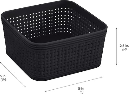 Simplify 10 Piece Organizing Set | Multiple Size Bins | Multipurpose | Office | Desk | Dorm | Bathroom | Storage Basket | Small Items | Accessories | Black