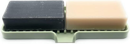 Silicone Soap Dish Tray and Sponge Holder with Drain Chute, Rectangular, Kitchen and Bathroom Sink Organizer (Pistachio, 9"x3.5")