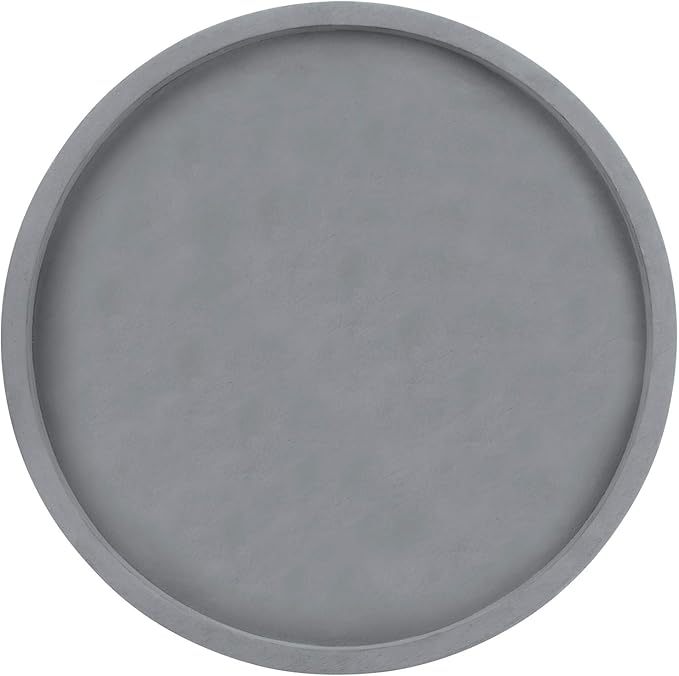 MyGift 16 Inch Round Gray Concrete Decorative Tray for Bathroom Vanity Counter, Living Room Coffee Table or Ottoman, Kitchen Countertop Decor, Candle Holder