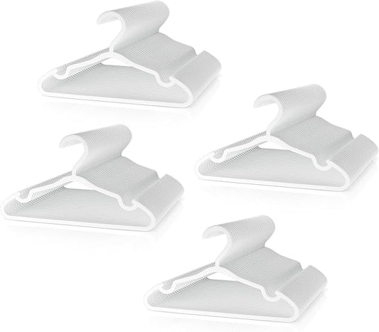 VILICK Plastic Kids Hangers - 100 Pack Non-Slip Baby Clothes Hangers for Closet, Toddler & Newborn Clothing Pants, Skirts, Coats (White)