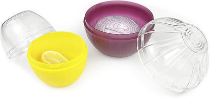2PCS Fruit and Vegetable Shaped Savers Onion and Lemon Storage Containers for Fridge Vegetable Crisper Makes Food Stays Fresh Longer